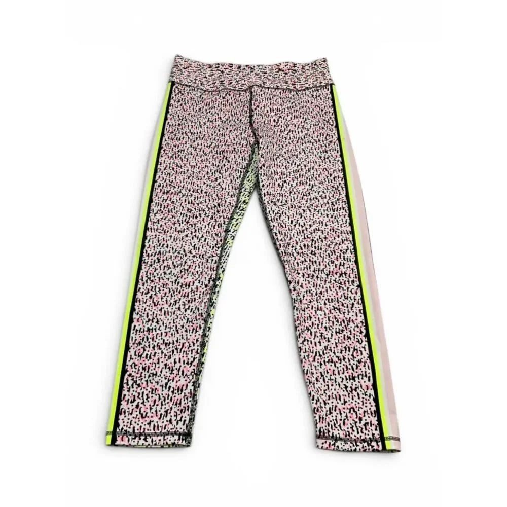 DKNY Sport 7/8 Ankle Performance Leggings Confetti Print Compression Stretch L